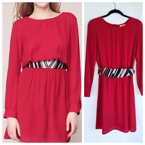 EUC BA&SH Elton Dress in Red with Removable Abstract Frieze Belt Size 1 (US S)